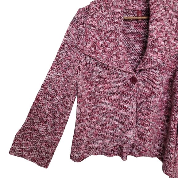 Gitano Womens Cowl Neck Knit Cardigan Size Large Red Bell Sleeve - Picture 6 of 7